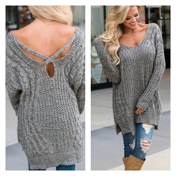 SwankStyles Sweaters - Last 1! Grey Cable Knit Sweater